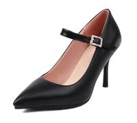 Gueploer Chaussures à Talons Hauts pour Femmes, Escarpins Stilettos de 9 cm avec Boucle à la Cheville, Bout fermé, Chaussures de soirée pour Mariage ou Usage Quotidien,1,33 EU