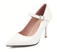 Gueploer Chaussures à Talons Hauts pour Femmes, Escarpins Stilettos de 9 cm avec Boucle à la Cheville, Bout fermé, Chaussures de soirée pour Mariage ou Usage Quotidien,2,34 EU