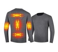 Gueploer Chemise Chauffante À 5 Zones pour Hommes, sous-Vêtements Électriques avec 3 Réglages De Température pour La Chasse, Le Ski, La Moto.,Gris,M