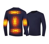 Gueploer Chemise Chauffante À 5 Zones pour Hommes, sous-Vêtements Électriques avec 3 Réglages De Température pour La Chasse, Le Ski, La Moto.,Bleu,M