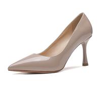Gueploer Escarpins À Talons Aiguilles De 8,5 Cm, Femmes Bouts Pointus Classiques en Cuir PU Chaussures De Fête pour La Vie Quotidienne,Nude,36 EU