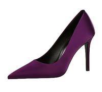 Gueploer Escarpins en Soie pour Femmes, Talons Fins De 10 Cm, Bouts Pointus, pour Soirées, Mariages Et Vie Quotidienne,Pueple,36 EU