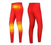 Gueploer Pantalons Chauffants Électriques pour Femmes, sous-Vêtements Thermiques À 3 Zones De Chauffage, Leggings Longs Chauds pour La Chasse en Extérieur,Rouge,M