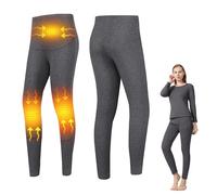 Gueploer Pantalons Chauffants pour Femmes, Leggings Thermiques Électriques avec 3 Zones De Chauffage pour Le Ski en Plein Air,Gris,S