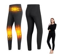 Gueploer Pantalons Chauffants pour Femmes, Leggings Thermiques Électriques avec 3 Zones De Chauffage pour Le Ski en Plein Air,Noir,XS