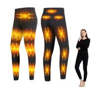 Gueploer Pantalons Chauffants pour Femmes, sous-Vêtements Thermiques Électriques avec 16 Zones De Chauffage, Long Johns Chauds pour Le Travail en Extérieur,Noir,XS
