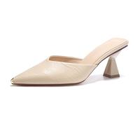 Gueploer Sandales À Talons Hauts, Chaussures pour Femmes À Bouts Pointus avec Lanières Arrière, Escarpins À Talons Fins De 6,5 Cm pour Fêtes Et Vie Quotidienne,Noir,38 EU