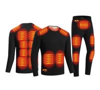 Gueploer sous-Vêtements Chauffants pour Femmes, Ensemble De Long Johns Thermiques Électriques À 18 Zones avec Doublure en Polaire pour Le Ski, La Chasse Et Le Travail,Noir,XS