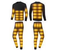 Gueploer sous-Vêtements Chauffants pour Hommes, Ensemble Thermique Électrique À 52 Zones avec Long Johns, Haut Et Pantalon Chauffants pour La Chasse Et Le Ski,Noir,M