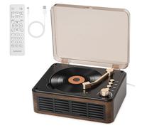 Gueray Lecteur CD avec Enceintes Son Stéréo HiFi, Lecteur de CD Vintage Bluetooth pour la Maison, Lecteur CD avec Radio FM et Télécommande, Prend en Charge la Lecture Via USB/AUX/Type-C (Bois)