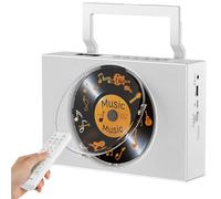 Gueray Lecteur CD avec Radio: Lecteur CD Bluetooth avec Poignée, Haut-parleurs, écran Télécommande Compatible avec la Lecture en Boucle Lecture AUX 3,5 mm Prise Casque Radio FM USB Type-C Lecteur MP3