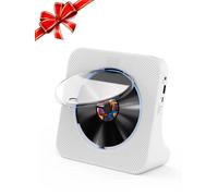Gueray Lecteur CD Bluetooth avec Haut-Parleur et Radio Blanc | Lecteur CD de Bureau Baladeur CD avec Couvercle Anti-poussière et télécommande Prise USB et AUX 3,5 mm
