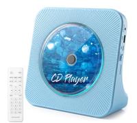 Gueray Lecteur CD Bluetooth avec Haut-Parleur et Radio Bleu | Lecteur CD de Bureau Baladeur CD avec Couvercle Anti-poussière et télécommande Prise USB et AUX 3,5 mm
