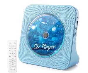 Gueray Lecteur CD Bluetooth avec Haut-Parleur et Radio Bleu | Lecteur CD de Bureau Baladeur CD avec Couvercle Anti-poussière et télécommande Prise USB et AUX 3,5 mm
