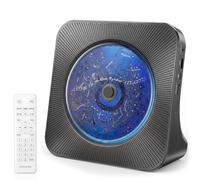 Gueray Lecteur CD Bluetooth avec Haut-Parleur et Radio Noir | Lecteur CD de Bureau Baladeur CD avec Couvercle Anti-poussière et télécommande Prise USB et AUX 3,5 mm