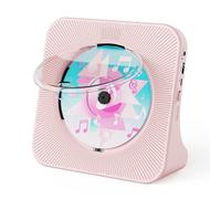 Gueray Lecteur CD Bluetooth avec Haut-Parleur et Radio Rose | Lecteur CD de Bureau Baladeur CD avec Couvercle Anti-poussière et télécommande Prise USB et AUX 3,5 mm