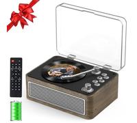 Gueray Lecteur CD Bluetooth Portable avec Haut-Parleurs 3600mAh Rechargeable Vintage pour Maison, Lecteur CD Rétro Bois de Chêne Radio FM avec Télécommande, Prise USB AUX pour Livres Audio