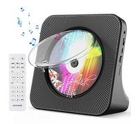 Gueray Lecteur CD de Bureau avec Bluetooth Lecteur CD Mural Haut-parleurs HiFi Intégrés Portables avec écran LED Audio Domestique Boombox Radio FM USB Type-c Lecteur(Noir)