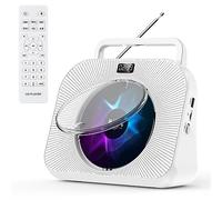 Gueray Lecteur CD Enfant Lecteur CD Bluetooth avec Haut-Parleur Lecteurs de CD avec Couvercle Anti-poussière et Musique de sommeil et Minuterie et télécommande Radio FM Prise USB TF carte AUX 3,5 mm