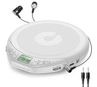Gueray Lecteur CD Portable avec Casque Écran LCD Protection Anti-Saut Lecture HiFi Classique Fonction Mémoire Prog Lecteur CD Personnel pour Voiture Maison (Blanc)