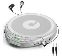 Gueray Lecteur CD Portable avec Casque Écran LCD Protection Anti-Saut Lecture HiFi Classique Fonction Mémoire Prog Lecteur CD Personnel pour Voiture Maison (Argent)