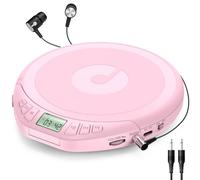 Gueray Lecteur CD Portable avec Casque Écran LCD Protection Anti-Saut Lecture HiFi Classique Fonction Mémoire Prog Lecteur CD Personnel pour Voiture Maison (Rose)