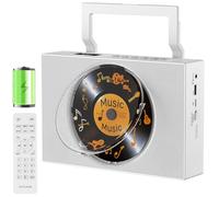Gueray Lecteur CD Portable avec Radio: Lecteur CD Bluetooth avec Poignée, Haut-parleurs, écran Télécommande Compatible avec la Lecture en Boucle Lecture AUX 3,5 mm Prise Casque Radio FM USB Type-C MP3