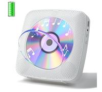 Gueray Lecteur CD Portable Bluetooth 1800mah Lecteur CD de Bureau pour la Maison Lecteurs CD avec Deux Haut - parleurs Télécommande Housse Anti-poussière Affichage Radio FM Minuterie USB Aux-Blanc