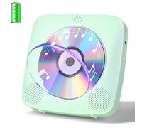Gueray Lecteur CD Portable Bluetooth 1800mah Lecteur CD de Bureau pour la Maison Lecteurs CD avec Deux Haut - parleurs Télécommande Housse Anti-poussière Affichage Radio FM Minuterie USB Aux (Vert)