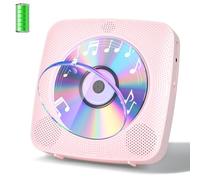 Gueray Lecteur CD Portable Bluetooth 1800mah Lecteur CD de Bureau pour la Maison Lecteurs CD avec Deux Haut - parleurs Télécommande Housse Anti-poussière Affichage Radio FM Minuterie USB Aux-Rose
