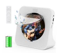 Gueray Lecteur CD Portable Bluetooth 4000mah de Bureau pour la Maison avec Deux Haut-parleurs, Télécommande, Housse Anti-poussière, Affichage Radio FM, Minuterie, USB aux