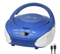 Gueray Lecteur CD Portable Boombox Lecteurs CD Audio domestiques avec Haut-parleurs Radio FM Entrée AUX Prise Casque Mode liste de Lecture Prog pour l'extérieur et l'intérieur Livres Audio Bleu