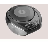 Gueray Lecteur CD Portable Boombox Radio CD Compact avec Haut-Parleurs Stéréo Radio FM Entrée AUX 3,5 mm Jack Casque et Écran LCD pour Intérieur Extérieur Voyage & Livres Audio (Noir + Argent)