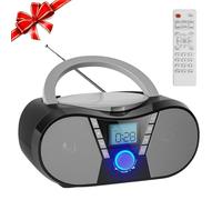 Gueray Lecteur CD Portable Enfant Boombox Bluetooth Poste Radio CD avec écouteurs Support Radio FM Fonction mémoire Prise USB AUX 3,5 mm