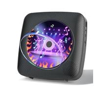 Gueray Lecteur CD Portable Enfant : Lecteurs CD Bluetooth pour la Maison avec Haut-parleurs Batterie 1800 mAh Télécommande Couvercle Anti-poussière Amovible Lecteur CD Mural avec Radio USB AUX Noir