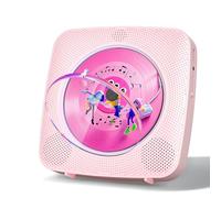 Gueray Lecteur CD Portable Enfant : Lecteurs CD Bluetooth pour la Maison avec Haut-parleurs Batterie 1800 mAh Télécommande Couvercle Anti-poussière Amovible Lecteur CD Mural avec Radio USB AUX Rose