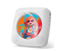 Gueray Lecteur CD Portable Enfant : Lecteurs CD Bluetooth pour la Maison avec Haut-parleurs Batterie 1800 mAh Télécommande Couvercle Anti-poussière Amovible Lecteur CD Mural avec Radio USB AUX Blanc
