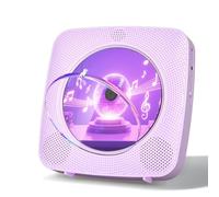 Gueray Lecteur CD Portable Enfant : Lecteurs CD Bluetooth pour la Maison avec Haut-parleurs Batterie 1800 mAh Télécommande Couvercle Anti-poussière Amovible Lecteur CD Mural avec Radio USB AUX Violet