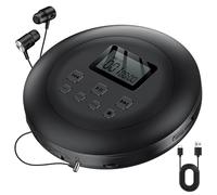 Gueray Lecteur CD Portable Enfant Lecteurs CD pour Voiture avec écouteurs Ecran LCD Support Prog ASP Fonction mémoire Fonction de répétition Effet Bass Noir