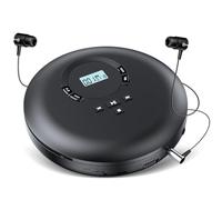 Gueray Lecteur CD Portable Enfant Noir | Lecteurs CD pour voiture avec écouteurs Ecran LCD Support PROG ASP Fonction mémoire Fonction de répétition A-B Effet BASS