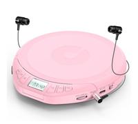 Gueray Lecteur CD Portable Lecteur CD Enfant HiFi Lecteurs CD pour Voiture avec écouteurs Ecran LCD Support Prog ASP Fonction mémoire Fonction de répétition Sound Effet Rose