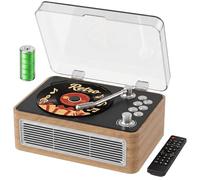 Gueray Rétro Lecteur CD Portable Bluetooth avec Haut-parleurs Chêne | Baladeur CD avec Batterie 1800 mAh Radio Télécommande, supporte la lecture USB/AUX, prise casque