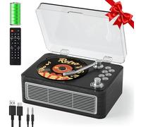 Gueray Rétro Lecteur CD Portable Bluetooth avec Haut-parleurs Ébène