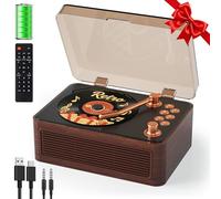 Gueray Rétro Lecteur CD Portable Bluetooth avec Haut-parleurs Noyer