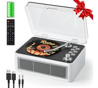 Gueray Rétro Lecteur CD Portable Bluetooth avec Haut-parleurs Peuplier