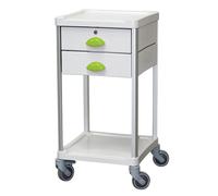 Guéridon de soins Résine 400 x 400 - 2 plateaux + 2 tiroirs - Vert Pomme