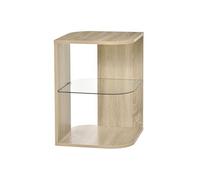 HOMCOM Guéridon bout de canapé design étagère verre trempé aspect chêne clair