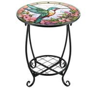 Guéridon Rond d'Appoint Table à Boissons en Métal à Motif Animalier