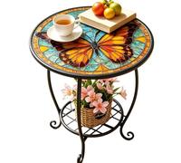 Guéridon Rond d'Appoint Table à Boissons en Métal à Motif Animalier