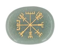 Guérison des pierres cristallines gravées nordiques vikings symbole pierres méditation guérison plate symbole ovale pierres pour le yoga et la méditation (Grün)